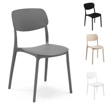 Set 4 Sedie Plastiche Impilabili STOCCOLMA - Interno/Esterno, Design Moderno, Colore Rosso, Polipropilene