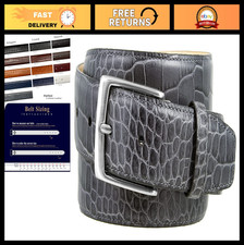 Full-Grain Cowhide Leather Dress Belt, Nickel Finish Buckle, 1-3/8'' Wide