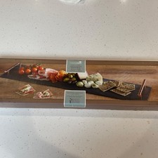 Artesa Slate Food Serving Platter with Sleek & Removable Copper Handles BNIB