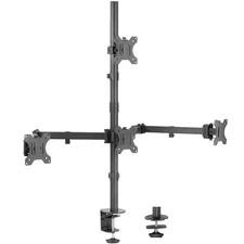 Quad Monitor 13 to 24 inch LED LCD Clamp-on Desk Mount, 3 Plus 1 Articulating...