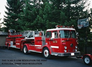 Fire Apparatus Photo Berkeley CA old 1968 Crown 100' tiller hook n ladder truck