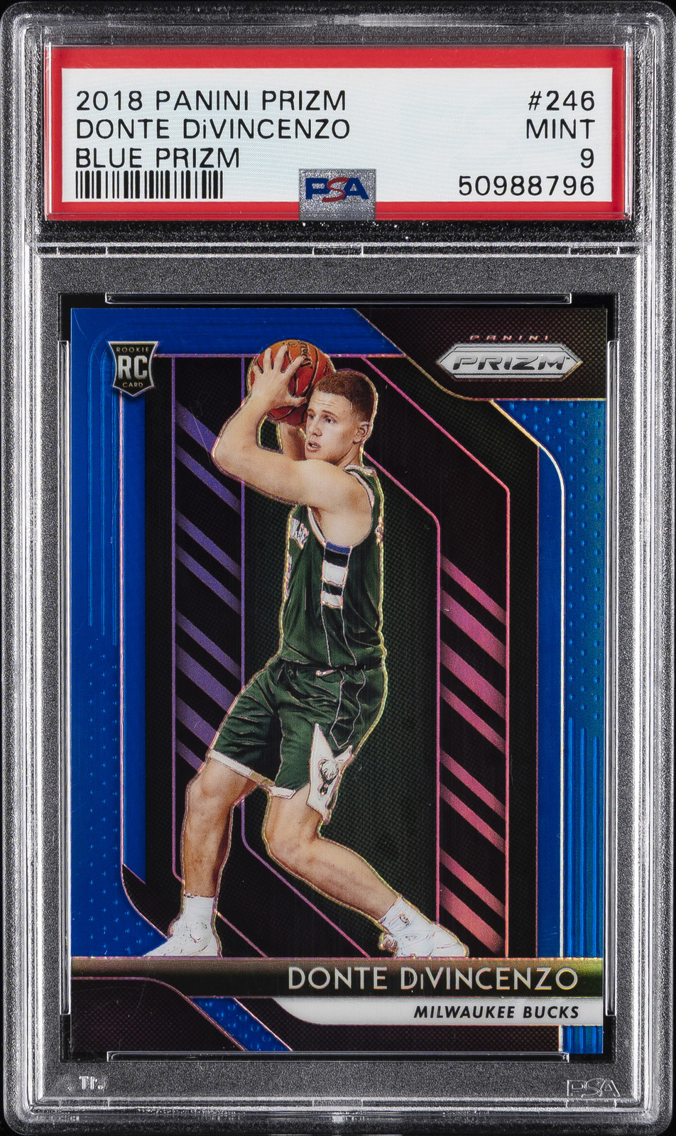 2018 PANINI PRIZM BLUE PRIZM #246 DONTE DIVINCENZO #/199 PSA 9
