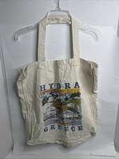 Hydra Greece Hillside - - Tote Bag Beige Canvas 17X18X3  