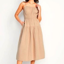 Old Navy Waist-Defined Smocked Tiered Midi Cami Dress