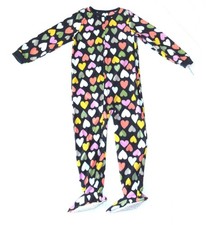 Carters Fleece Footed Pajama Blanket Sleeper Size 12 Blue Multicolor Hearts Girl