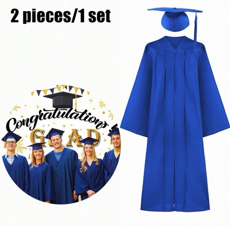 Stylish Graduation Cap and Gown Set for High School & College - 5’3 Feet