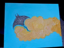 Original Hand Painted "Stingray In Ocean" painting 20x16 stretched canvas