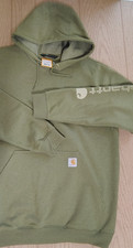 60 NWT Carhartt Mens L Loose Fit Midweight Sleeve Logo Hoodie Heather Green K28