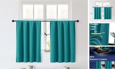 Sally Short Blackout Curtains 36 Inch Length 2 40"W x 36"L Pack of 2 Teal