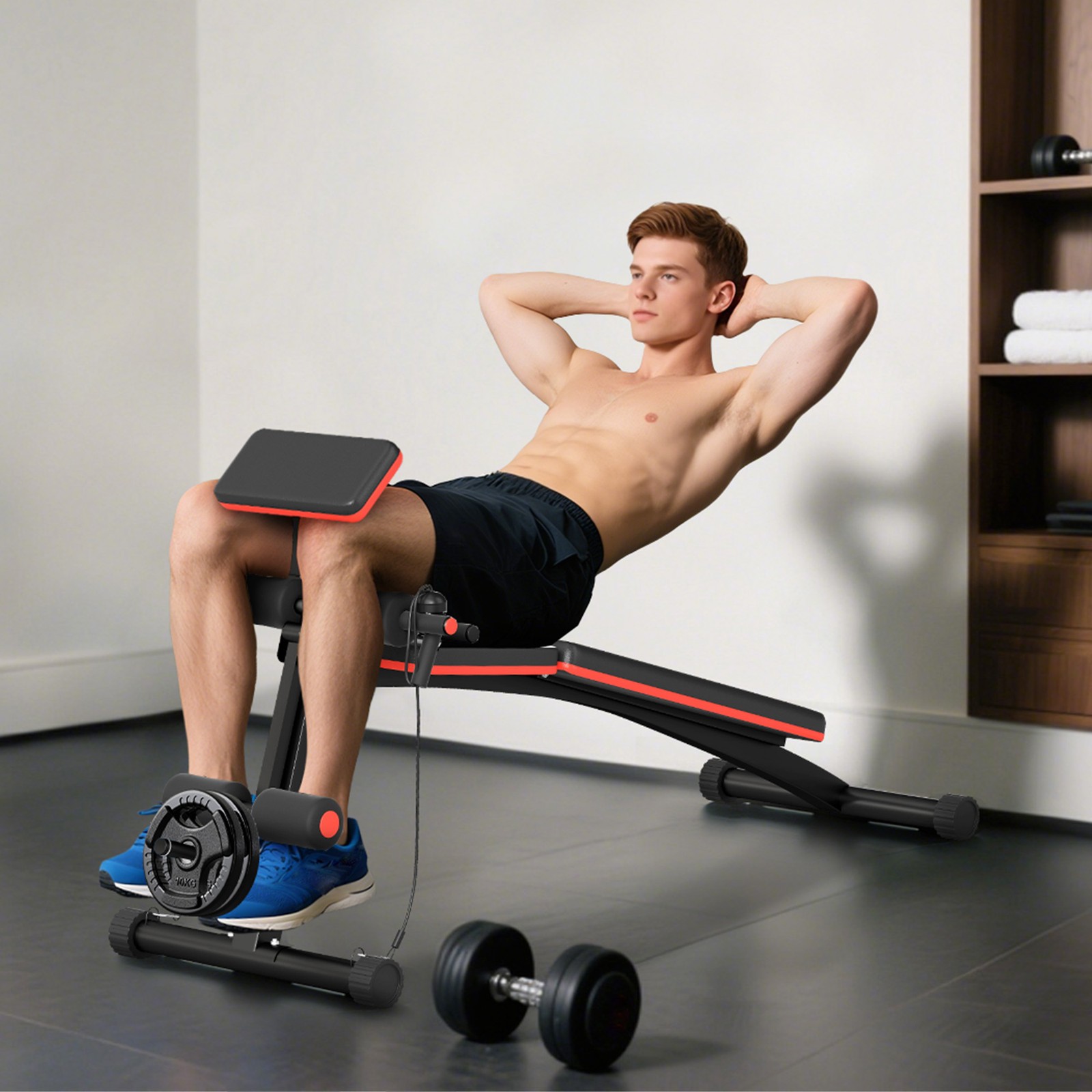 HOMCOM Banco de Entrenamiento Multifunción Banco de Pesas con Resorte Peso hasta 120kg