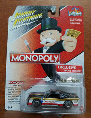 GAME TOKEN & JOHNNY LIGHTNING POP CULTURE MONOPOLY GO TO JAIL MUSTANG COBRA Car