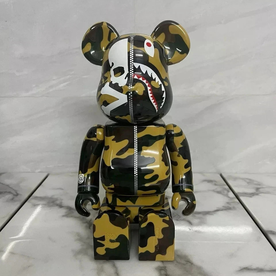 Bape Green 400% Bearbrick Shark Zip Camo Collectible Figure | eBay