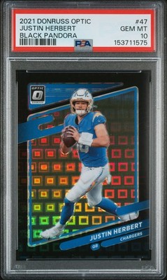 PSA 10 JERSEY MATCH! ⚡ 2021 Optic JUSTIN HERBERT Black Pandora /25 #47 🔥