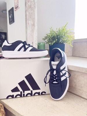 Adidas Sneaker Court Silk Schuh Skater blau weiß Leder Gr. 41 1/3 bei Gr. 40 Neu