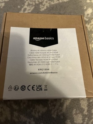 Amazon Basics HDMI Cable 6ft (1.83m) 4K HDMI 2.0 Nylon-Braided Cord - New/Sealed