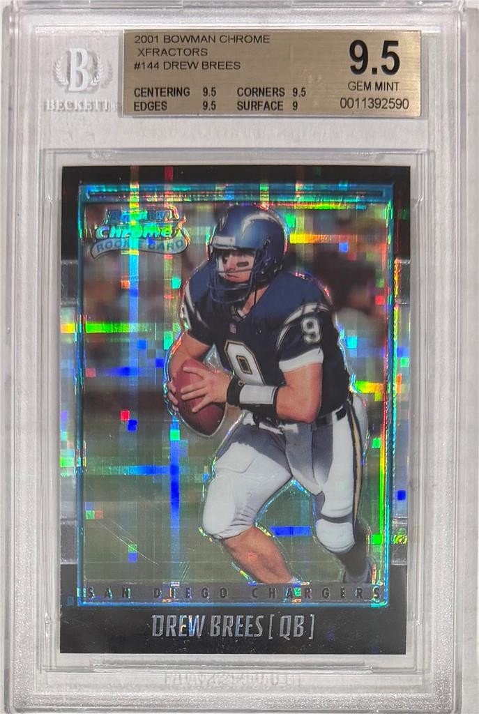 2001 Drew Brees Bowman Chrome Xfractor RC... BGS 9.5 Gem Mint
