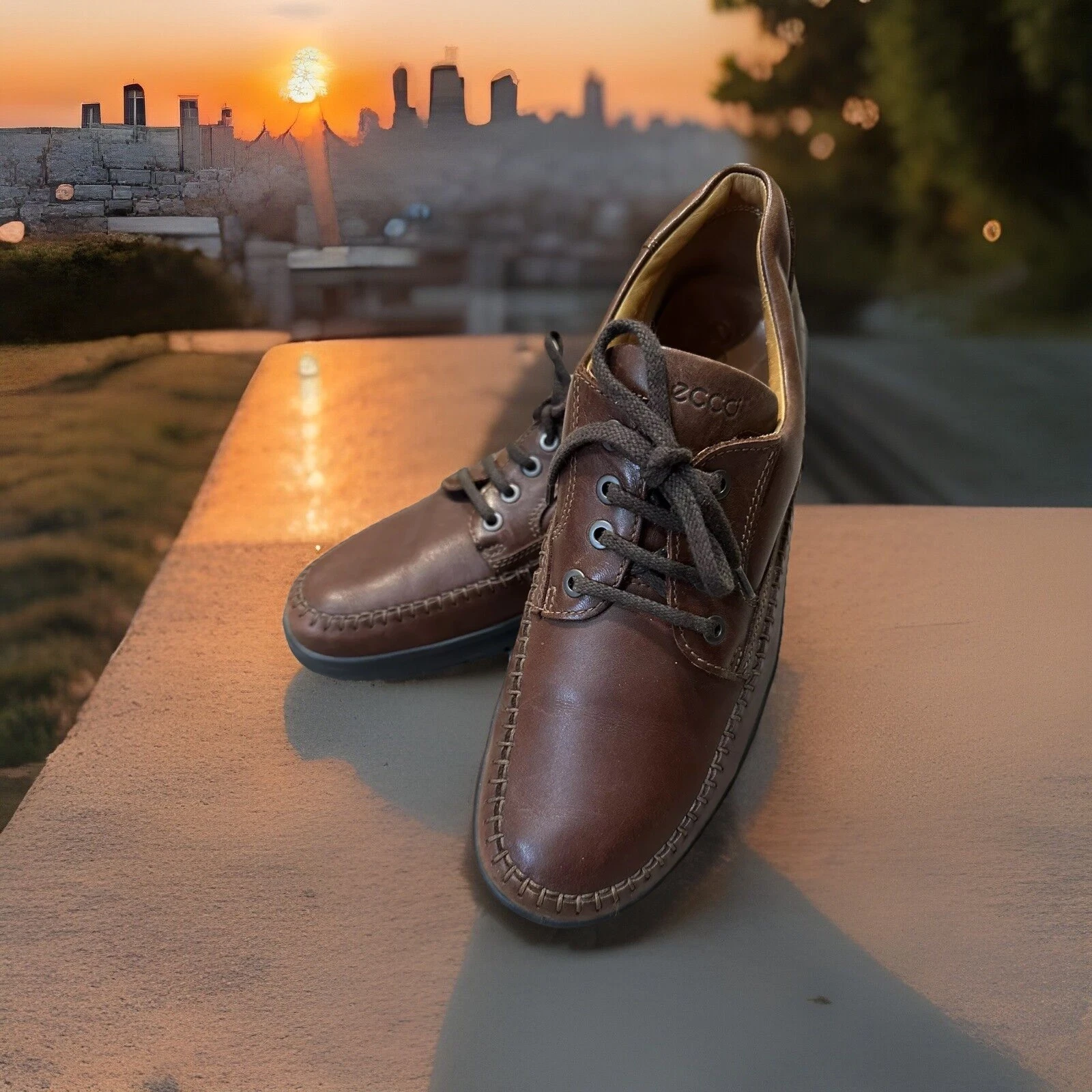 Scarpe Oxford Ecco Seawalker da uomo taglia 10 10 5 US 44 EU marroni in pelle stringate