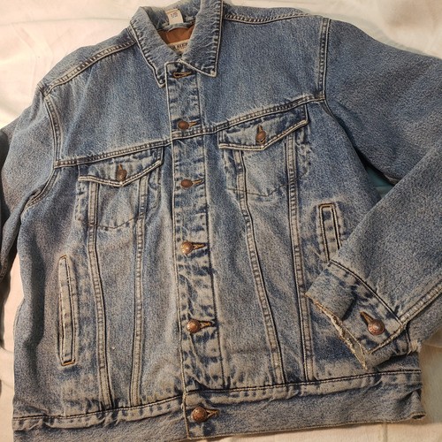 Vintage High Sierra Men's Blue Jeans Denim Coat Jacket w/ Warm Lining - Size Med - Picture 2 of 24