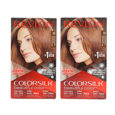 2 PACK Revlon ColorSilk Hair Color, 55 Light Reddish Brown
