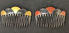 2 Vintage Faux Tortoise Modele Depose Side Hair Combs Made In France