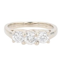 .88ctw Round Cut Diamond Three-Stone Engagement Ring 14k White Gold Size 6.25