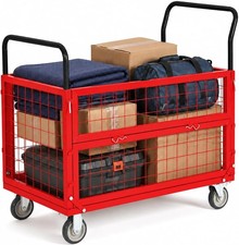 Foldable Platform Truck with Cage 2000 lb 6-in-1 Flatbed Cart Push Dolly 39 in