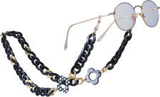 Brillenkette mit Acryl Stylish Einstellbare Schwarze Brillenhalterung f&uuml;r Frauen