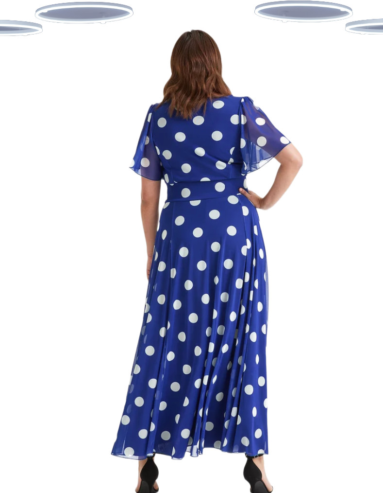 Ex Womens Scarlett & Jo Kemi Royal Blue Spot Bolero Wrap Maxi Dress RRP £95 image 5