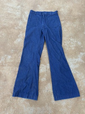 Men s Vintage 80s Denim Type 1 US Navy Bell Bottom Utility Pants - 32XL - 32x34