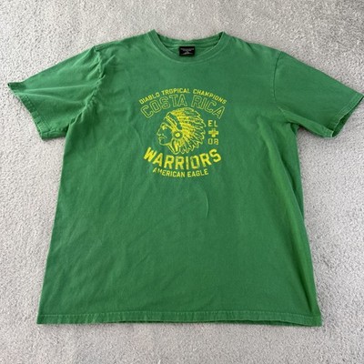 American Eagle Shirt Mens Large Green Costa Rica Native Chief Warriors 08 T-Tee