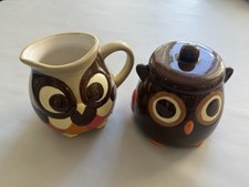 Mesa Owl Creamer And Sugar Bowl with Lid Set 4" By MESA Home Product