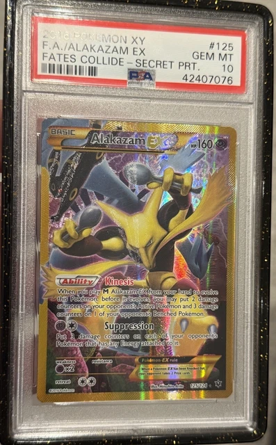 2016 POKEMON XY FATES COLLIDE SECRET #125 FULL ART/ALAKAZAM EX PSA 10