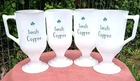 4 Vintage Milk Glass "Irish Coffee" Mugs With Gold Rims