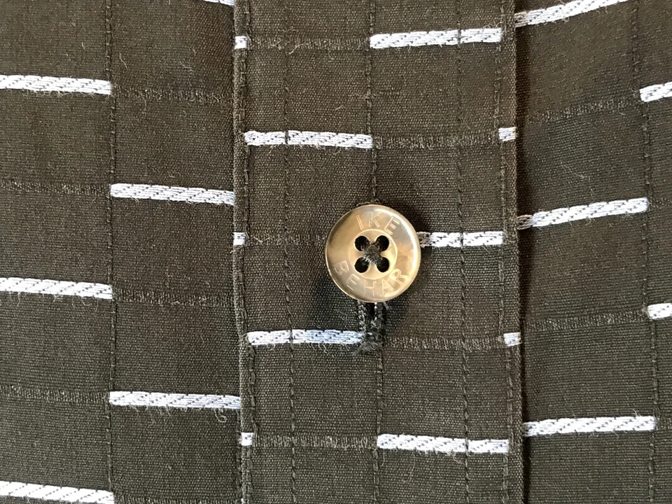 男式 IKE Behar NY 大号黑色衬衫蓝色矩形珍珠母纽扣 L/S — 第 3/4 张图片