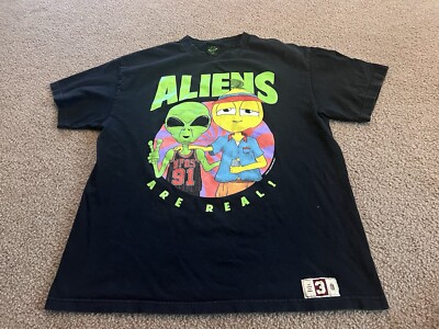 Lyrical Lemonade Black T-shirt Aliens Are Real by Cole Bennett Size XL