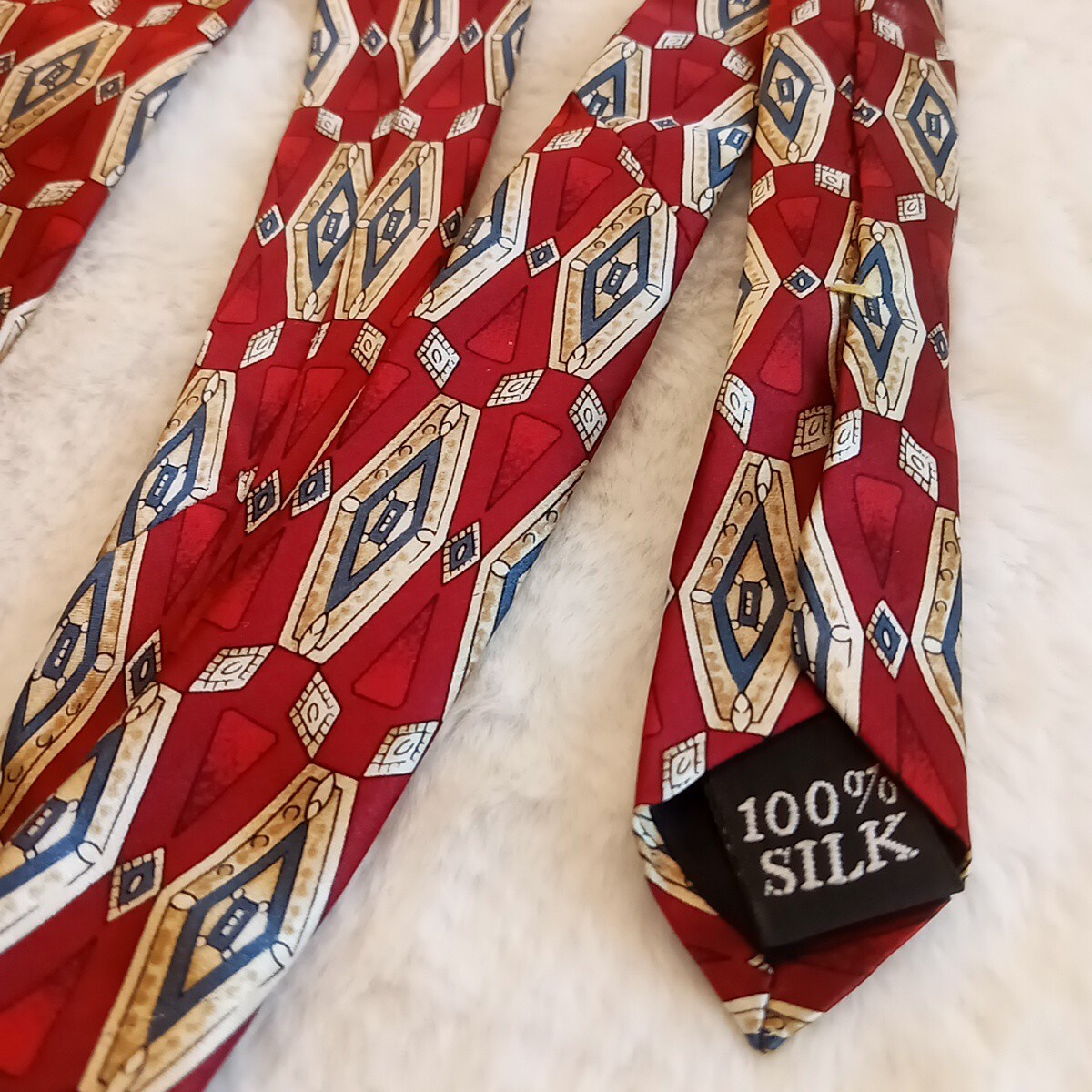 Mark Alexander Vintage Mens Abstract Silk Tie GUC Red And Blue Tie 60" X 3.75"