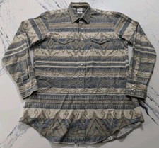 Vintage Roper Aztec AOP Western Pearl Snap Shirt Large Made In USA Cowboy