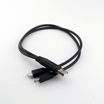 1x USB 2.0 A Male to Dual Micro USB Male Data Charge Y Splitter Cable Adapter