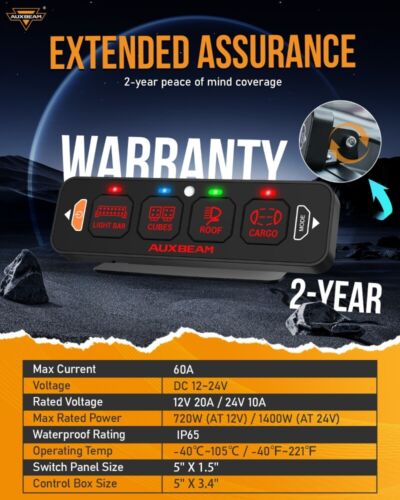 AUXBEAM AS-400 4 Gang RGB Switch Panel + bluetooth APP & Remote Control Offroad - Picture 5 of 12