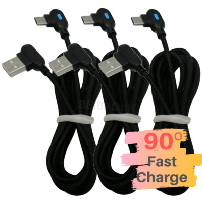 90 Degree Type C Cable 6Ft Fast Charging Cord For Samsung S20 S10 USB-C Charger