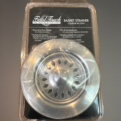 NEW Final Touch - Sink Basket Strainer Stainless Steel 4 1/2  Diameter Black