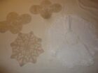 4 Doilies Hand Crochet , Assorted Sizes & Shapes , White / Ecru Vintage 1950's