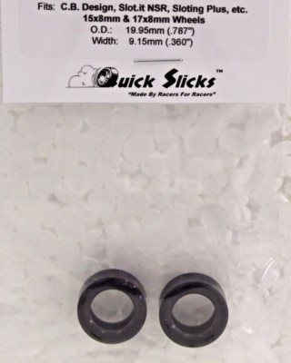 QuickSlicks CB34XF Silicone Tires for 15/17x8mm Aluminum Wheel 132 Slot Car Part
