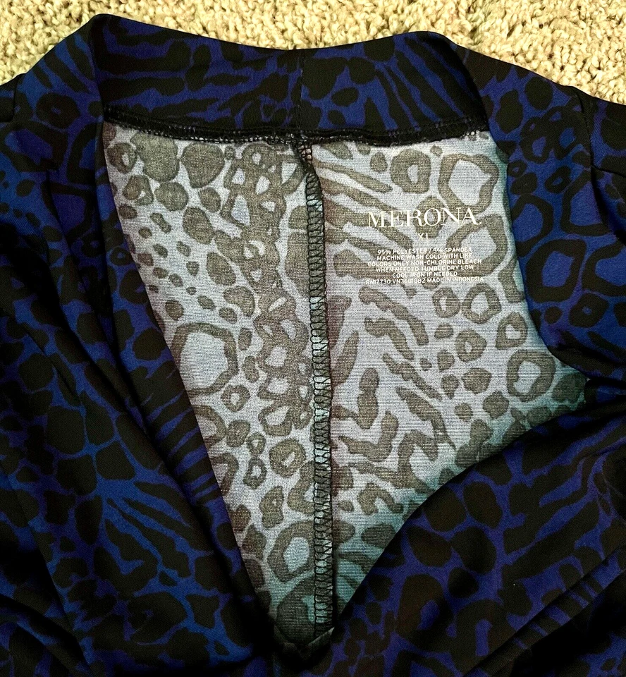 Top túnica vintage Y2K Merona XL azul y negro con estampado de animales sin mangas holgado Foto 4 de 4
