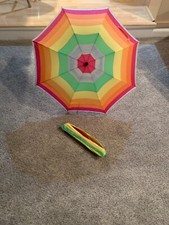 Umbrella Vintage Rainbow Stripe Black Handle made in Taiwan 32   Inch