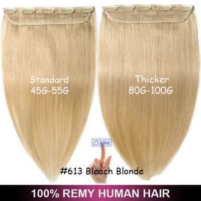 120G Real Remy Clip in Human Hair Extensions One Piece 3/4 Full Head Invisible