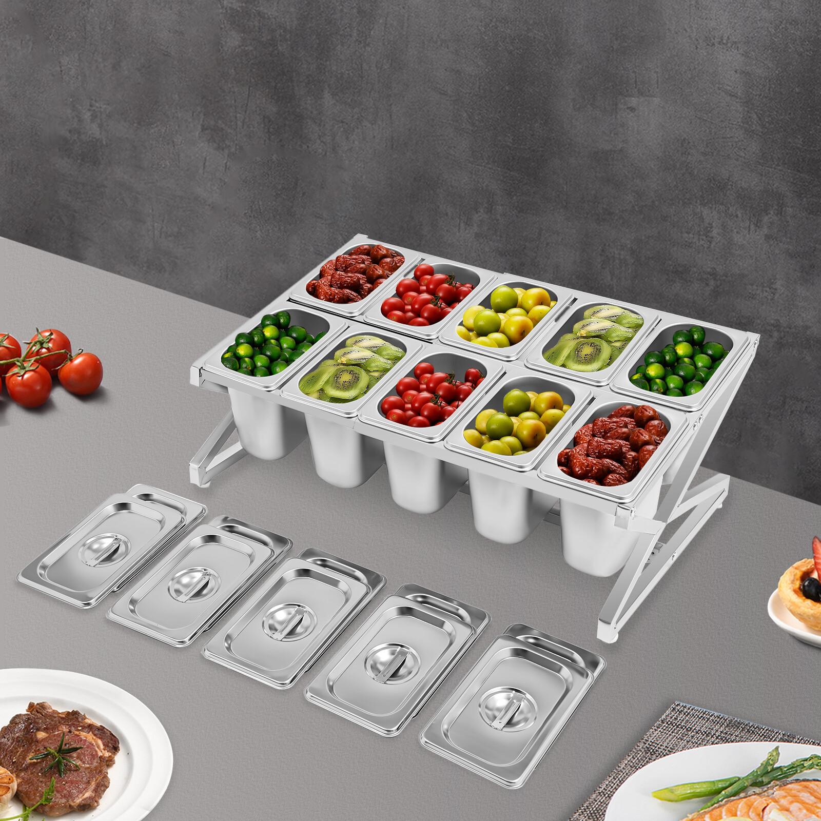 10-grid Spice Rack Inclined Expandable Spice Rack Countertop Condiment Holder