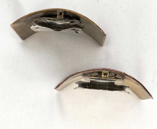 Antique 1920s-30s Cloisonné Shoe Buckles Red & Black Enamel Chic Art Deco Pair - Picture 8 of 9