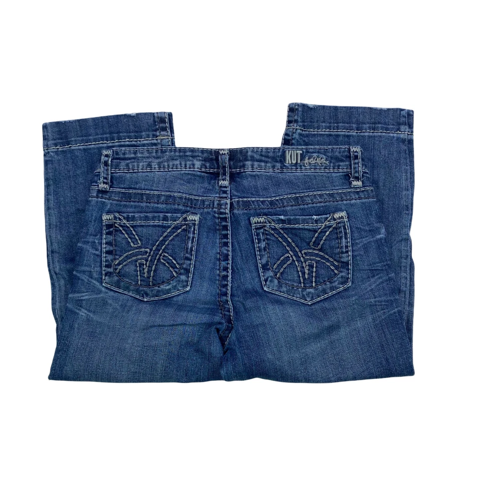 KUT from the Kloth Jeans Cropped Size 2 Low Rise Medium Wash Thick Stitch Denim - Image 3 of 4