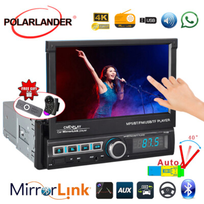 Electric retractable screen 7 inch 2 Din Car Radio Bluetooth Mirror FM USB AUX